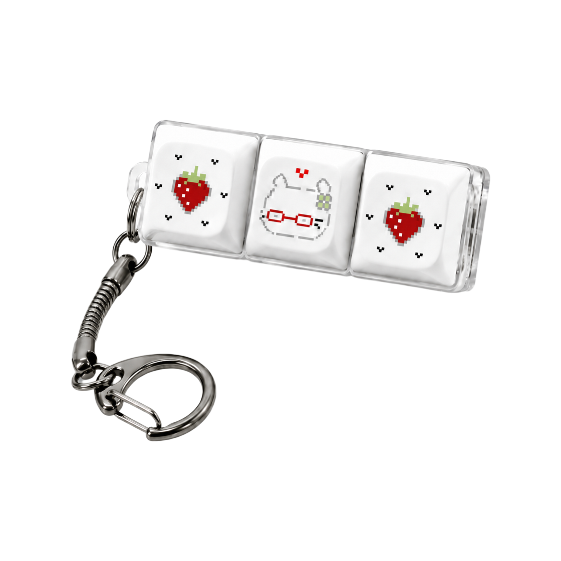 나인틴프라이데이 안경도트냥 키캡 키링 - (3구)(NINETEENFRIDAY Glasses Dot Cat Keycap Keyring - (3 Button)) - 2