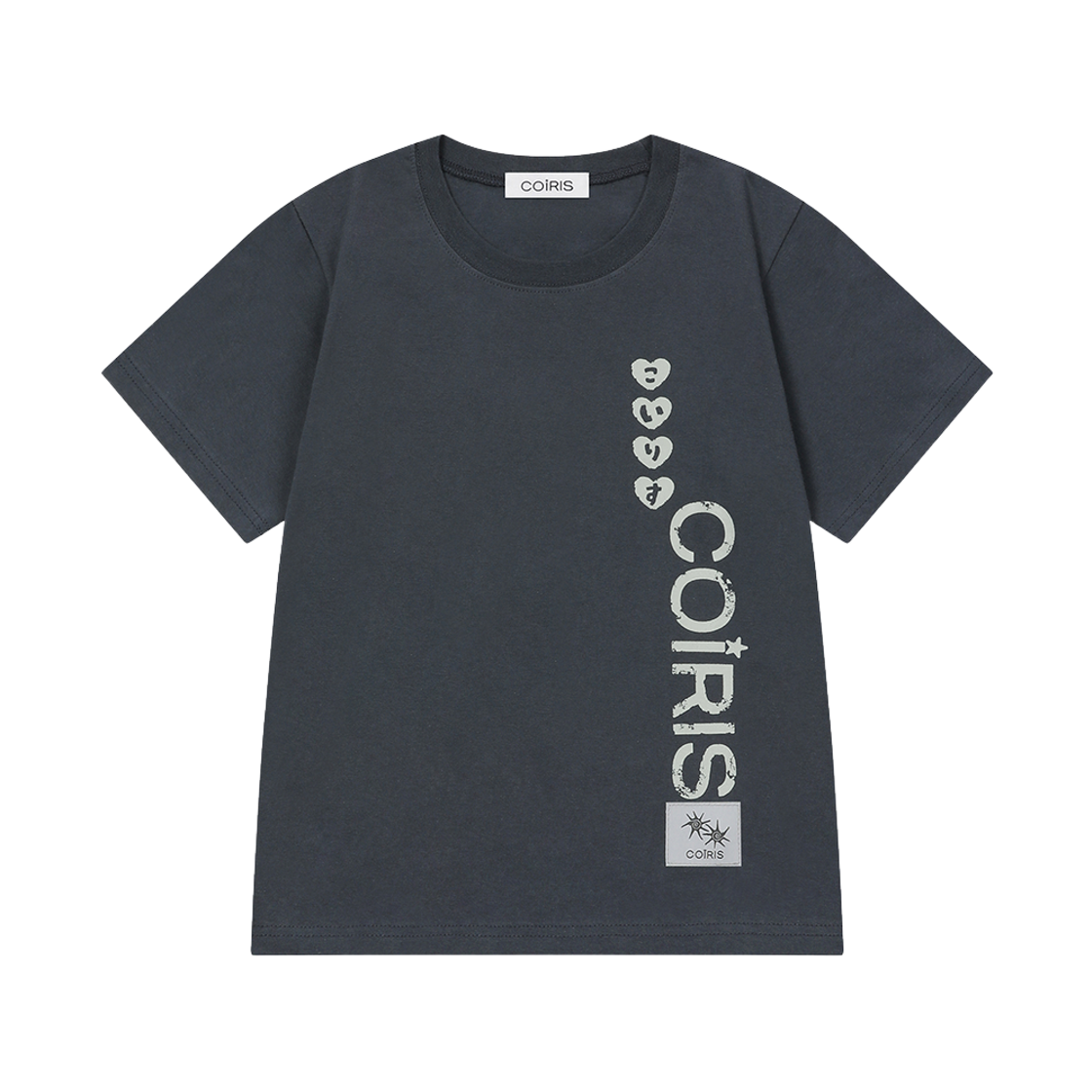 C-P00000HU Coiris Coiro Side Crack Lettering Half T Charcoal