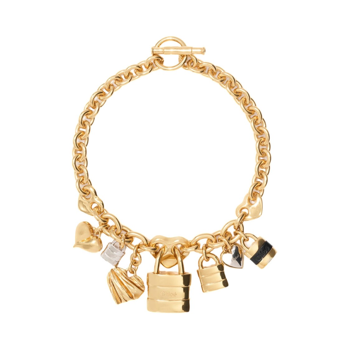 (W) 끌로에 패딩턴 네클리스 골드 앤 팔라듐 블랙((W) Chloe Paddington Necklace Gold and Palladium Black)