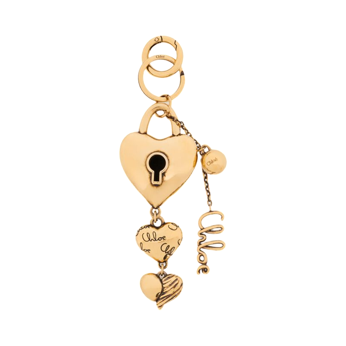 끌로에 심볼즈 멀티플 하트 키링 백 참 코퍼 골드 컬러(Chloe Symbols Multiple Hearts Key Ring Bag Charm in Copper Gold Color)