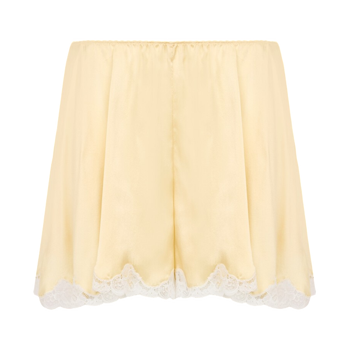 (W) 끌로에 플루이드 쇼츠 워시드 실크 사틴 레이스 호호바 옐로우((W) Chloe Fluid Shorts in Washed Silk Satin Lace Jojoba Yellow) - 1