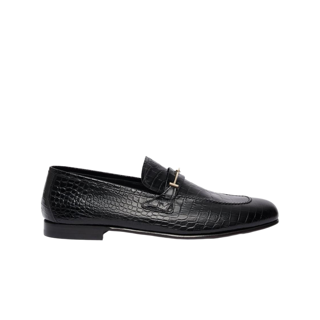 톰포드 소프트 프린티드 엘리게이터 더블 T 하드웨어 지지 로퍼 블랙(Tom Ford Soft Printed Alligator Double T Hardware Gigi Loafer Black)