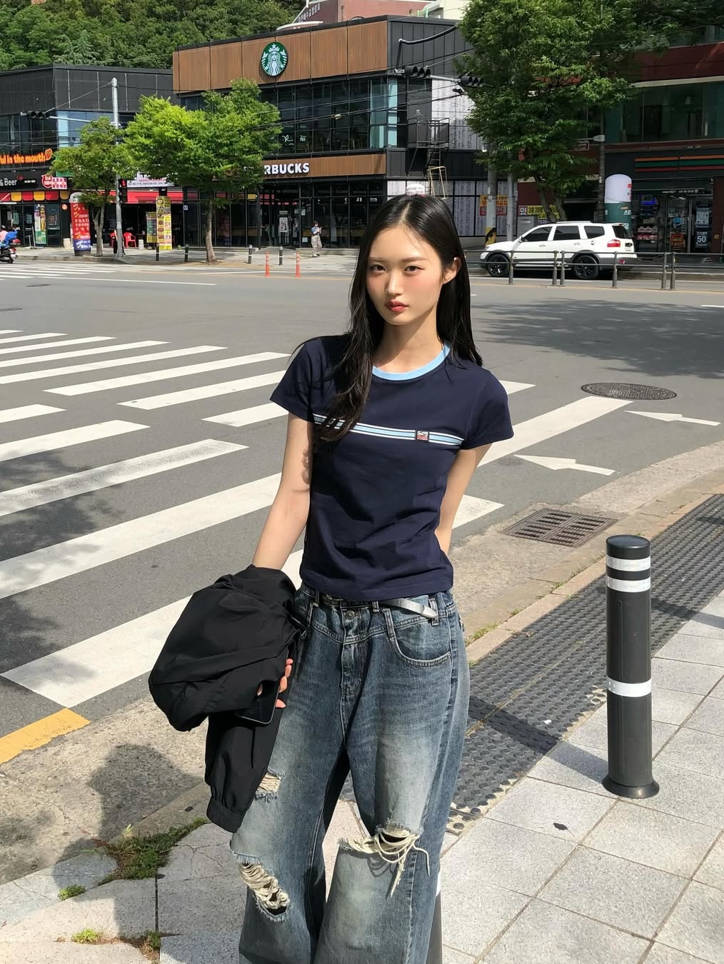 SPORT CHAMBER Women Glide Short-Sleeve T-Shirt Navy 착용 스타일 - 2