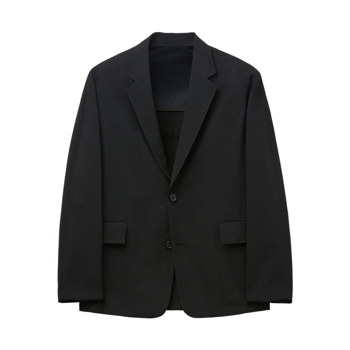 커스텀멜로우 루즈핏 텍스처 셋업 재킷 블랙(Customellow Loose Fit Textured Setup Jacket Black)