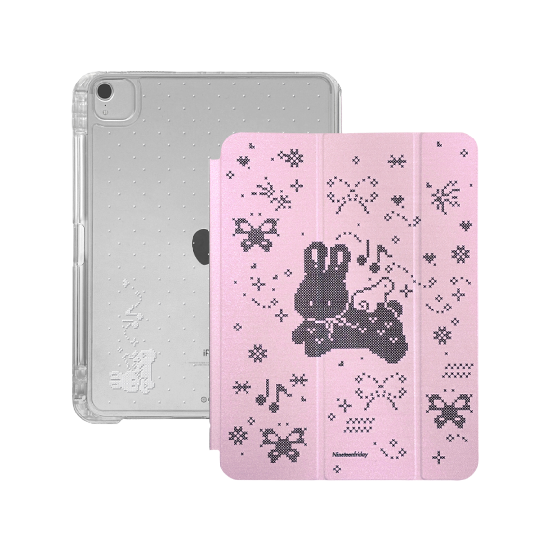 나인틴프라이데이 스티치 픽셀 아이패드 케이스 - 블러쉬 핑크(NINETEENFRIDAY Stitch Pixel Ipad Case - Blush Pink) - 1