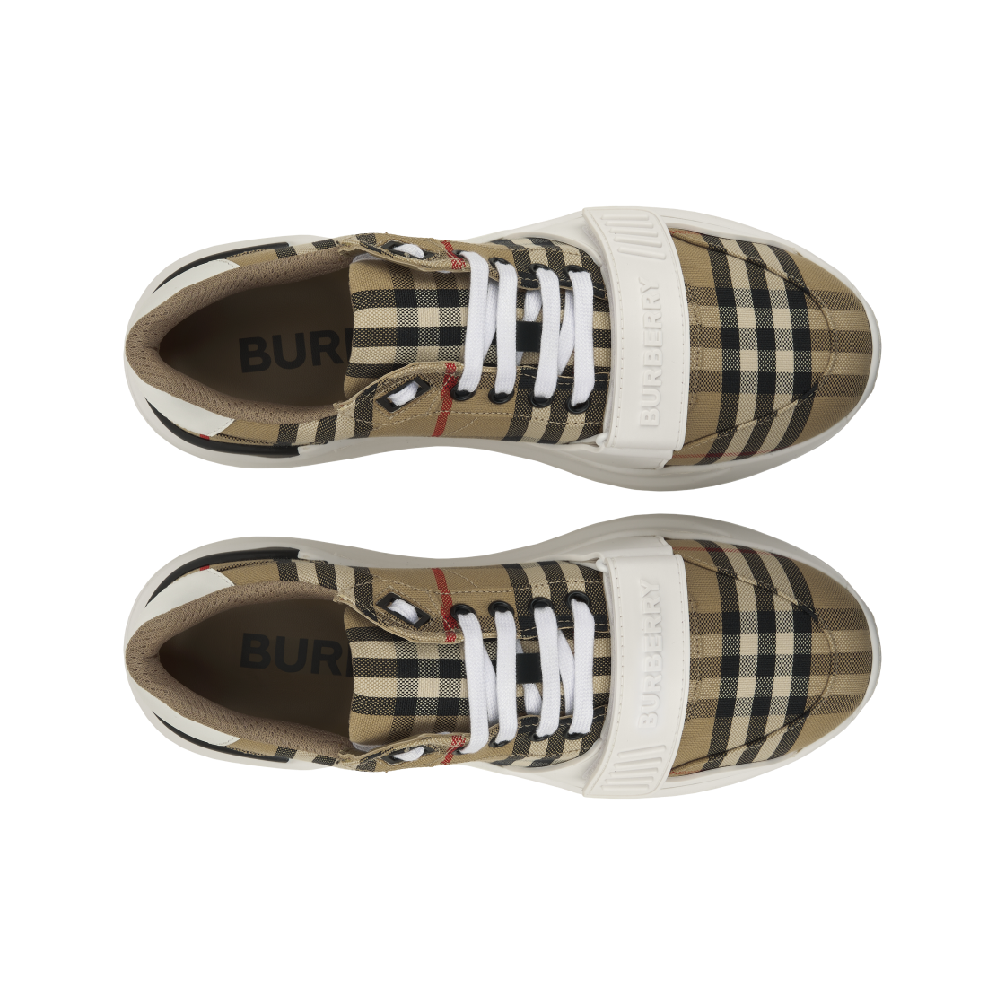 버버리 빈티지 체크 스웨이드 레더 스니커즈 아카이브 베이지(Burberry Vintage Check Suede Leather Sneakers Archive Beige) - 5