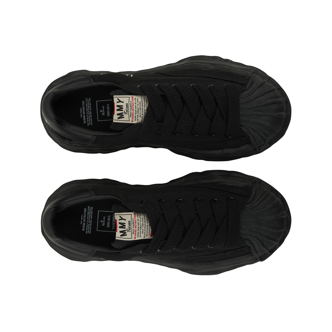 메종 미하라 야스히로 블레이키 OG 솔 캔버스 로우탑 스니커즈 블랙 블랙(Maison Mihara Yasuhiro Blakey OG Sole Canvas Low-top Sneakers Black Black) - 5