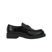 Prada Chocolate Brushed Leather Loafers Black