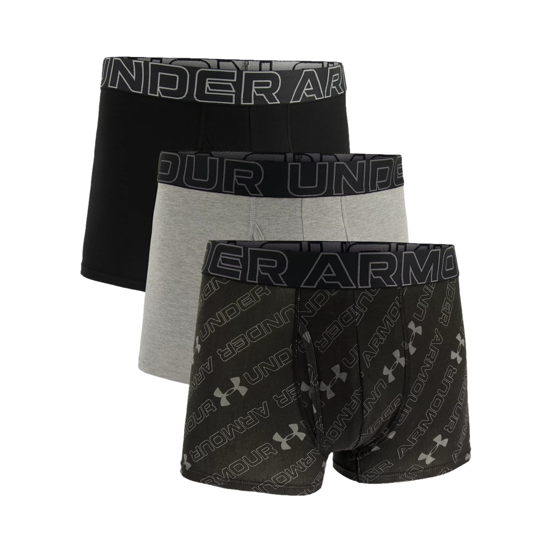 언더아머 UA 퍼포먼스 코튼 프린티드 3인치 박서조크 블랙 (3개입)(Under Armour UA Performance Cotton Printed 3 Inch Boxerjock Black (3 Pack)) - 1