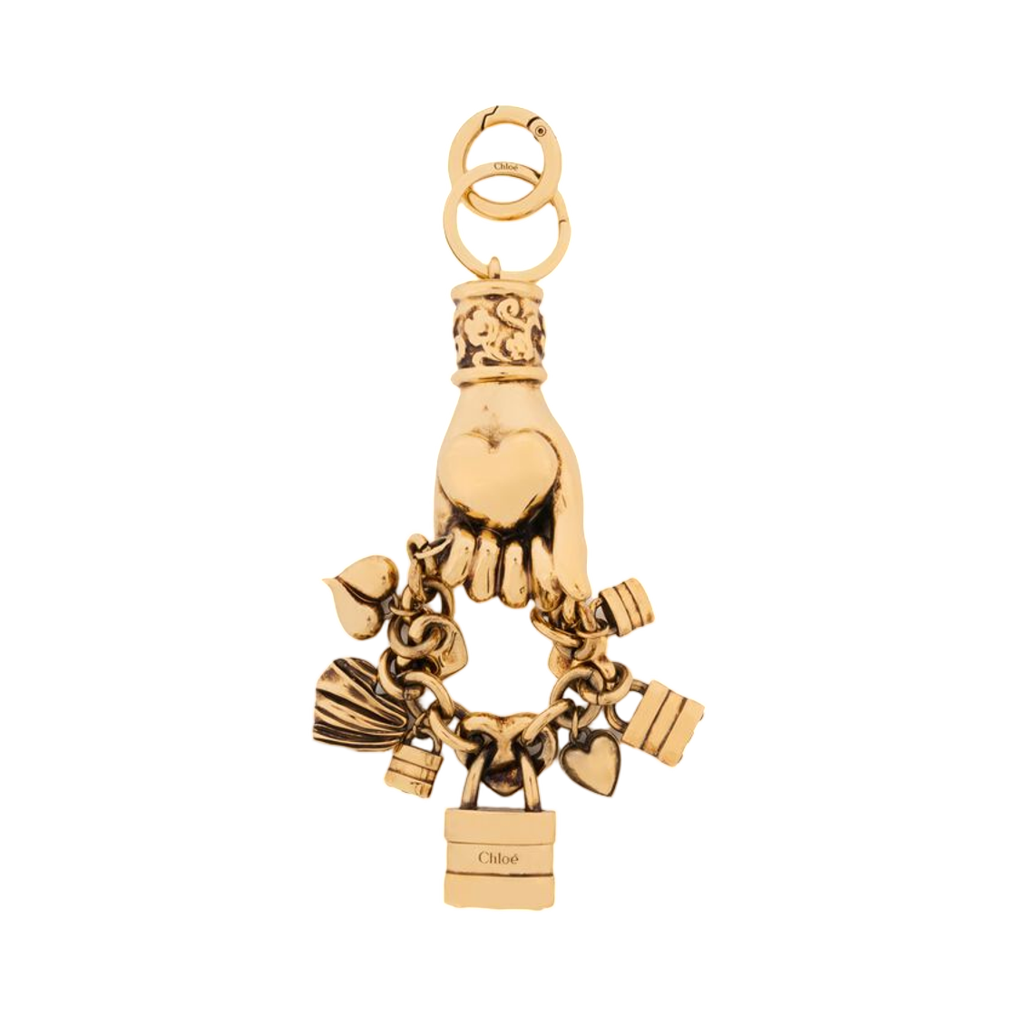 (W) 끌로에 심볼즈 핸드 하트 키링 백 참 코퍼 골드 컬러(Chloe Symbols Hand Heart Key Ring Bag Charm in Copper Gold Color) - 1