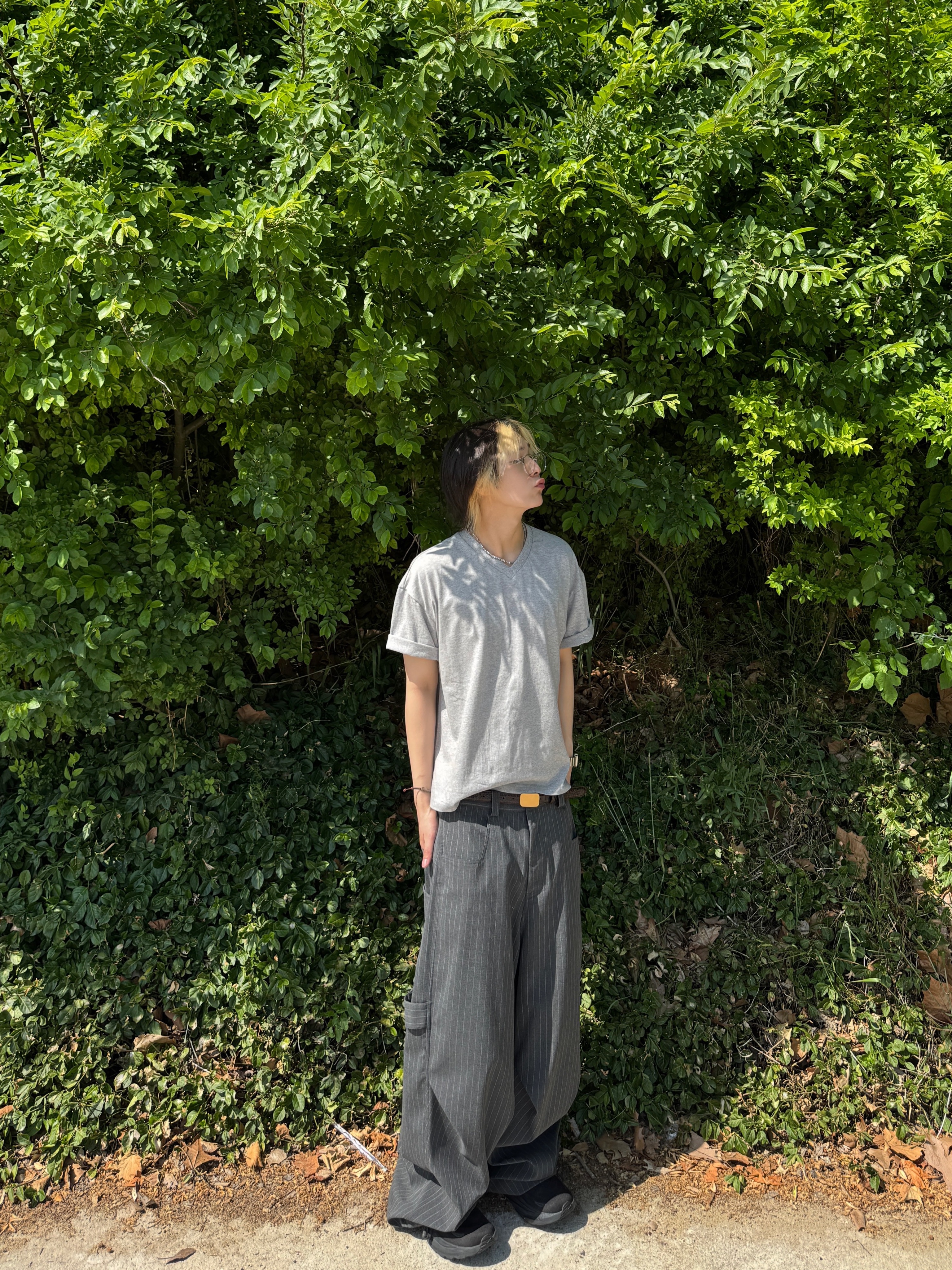 Kamien 247 All Day Baggy Pants Stripe Gray, Hoka Clifton 10 Black - Wide 착용 스타일 - 2