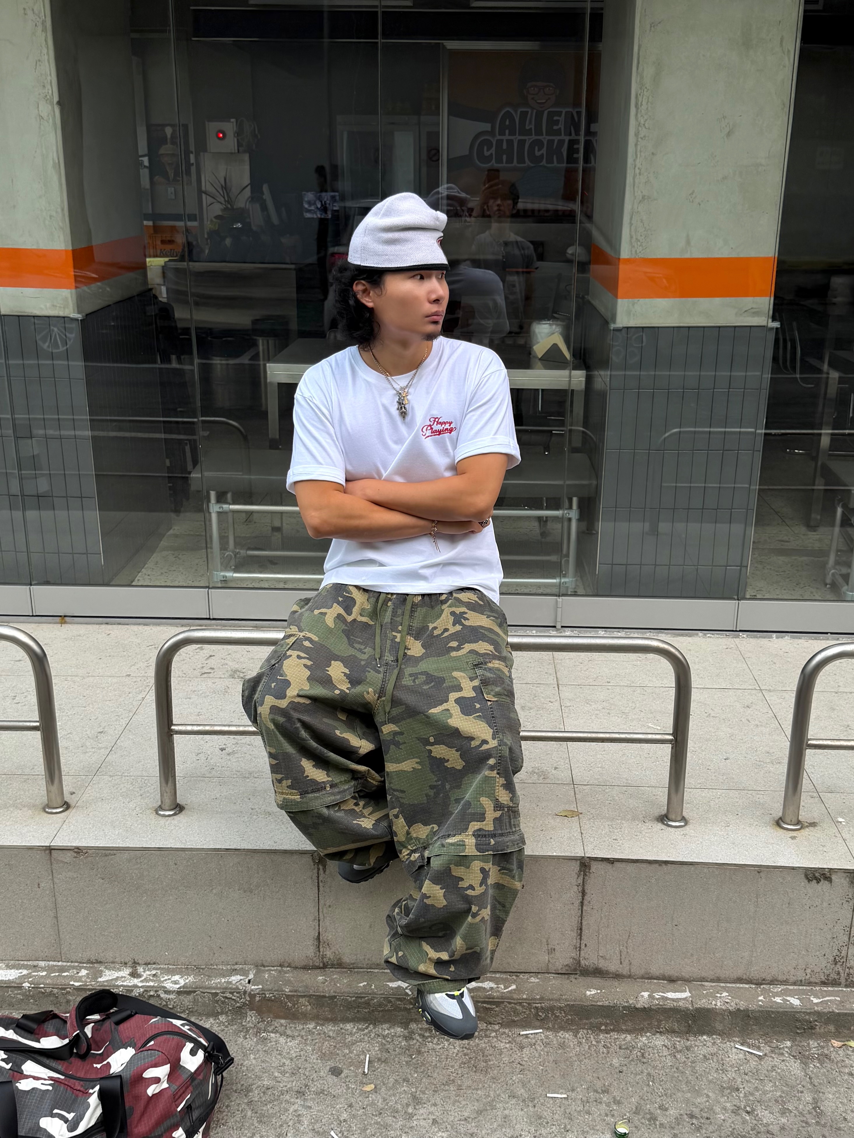 Supreme x Fox Racing Beanie White - 25FW, Nike Air Max 95 OG Neon 착용 스타일 - 3