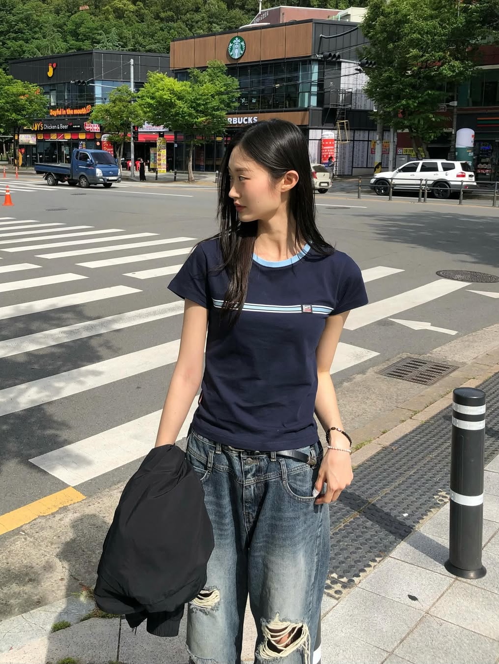 SPORT CHAMBER Women Glide Short-Sleeve T-Shirt Navy 착용 스타일 - 3