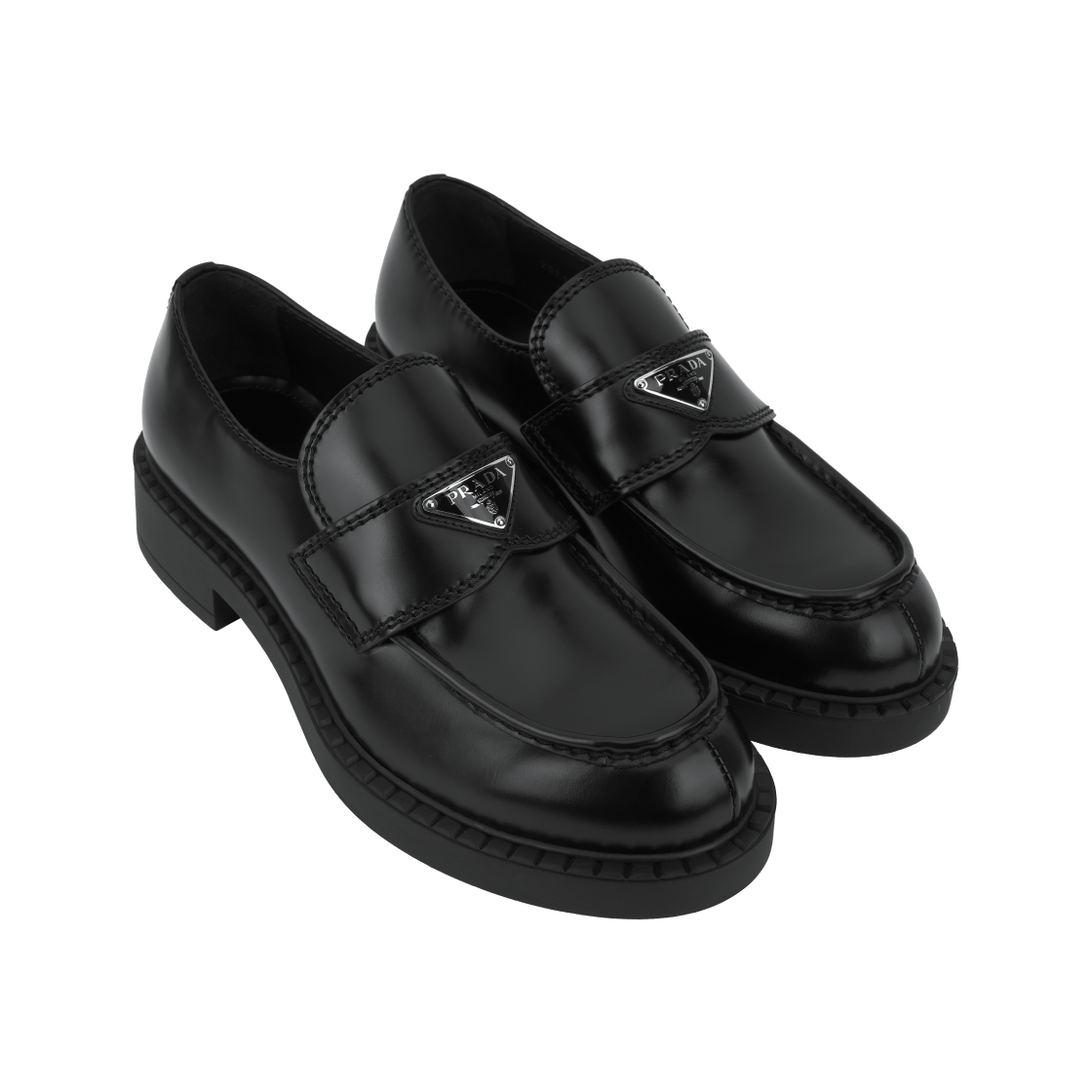 프라다 초콜릿 브러쉬드 레더 로퍼 블랙(Prada Chocolate Brushed Leather Loafers Black) - 4