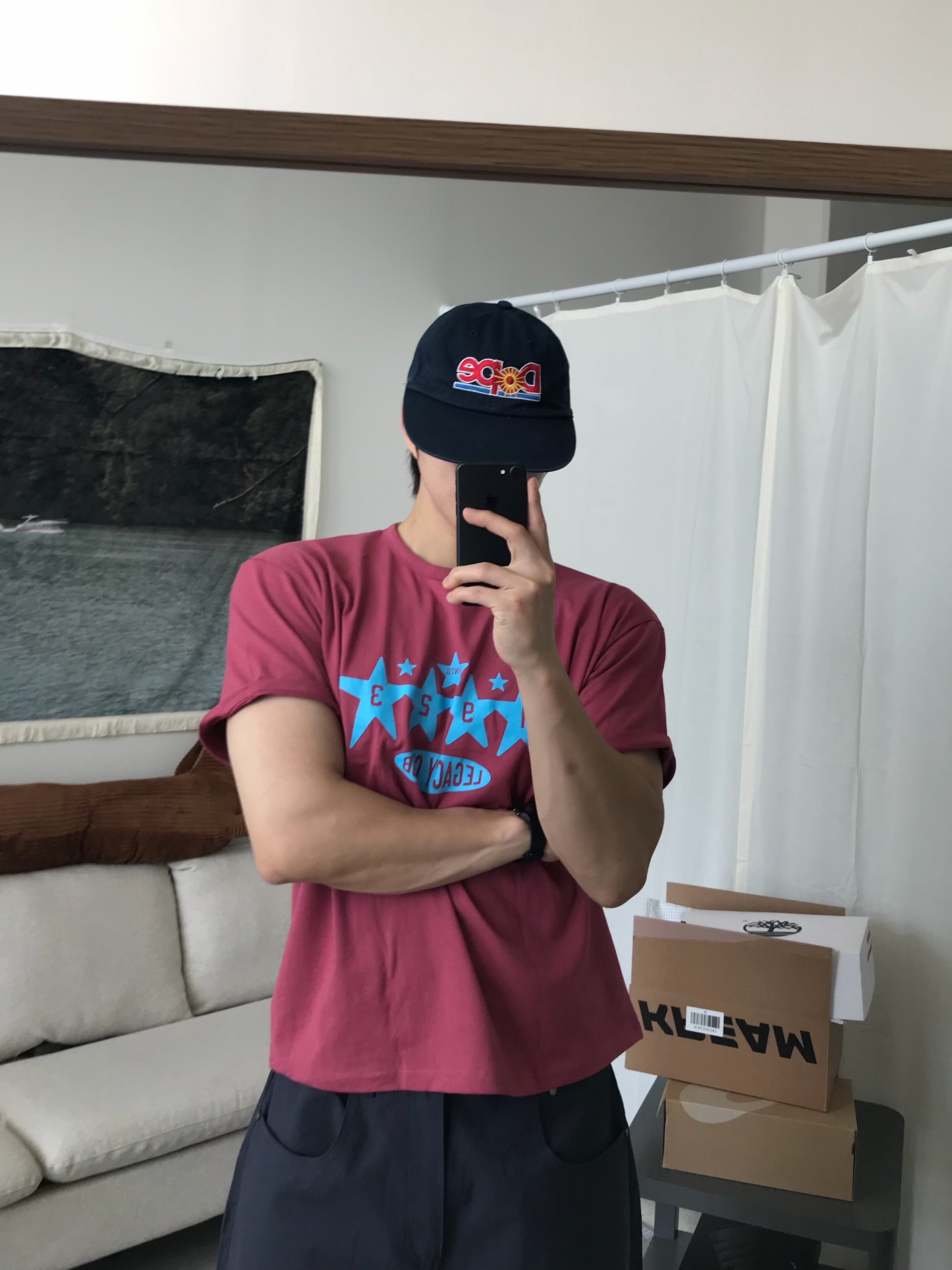ANNOT DOPE Long Bill Washing Cap Navy, Casio F-91W-1 착용 스타일 - 2