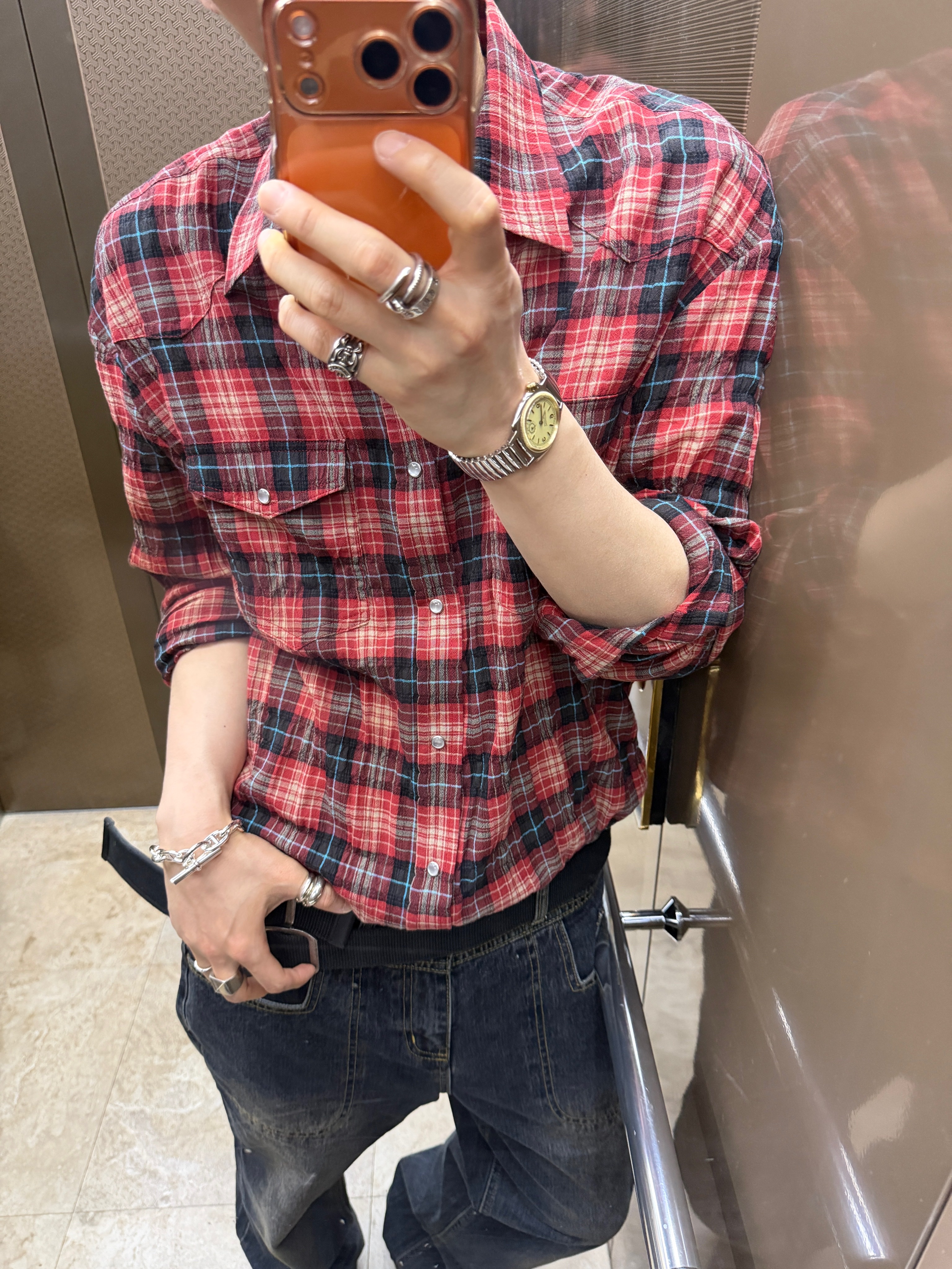 Undermycar Mu.Ac.13 - 925 Silver Ring, Farfromwhat Coated Double Buckle Woven Belt 착용 스타일 - 9