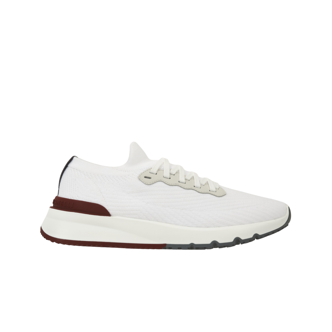 브루넬로 쿠치넬리 코튼 니트 세미 폴리쉬드 카프스킨 러너 화이트(Brunello Cucinelli Cotton Knit Semi Polished Calfskin Runners White)