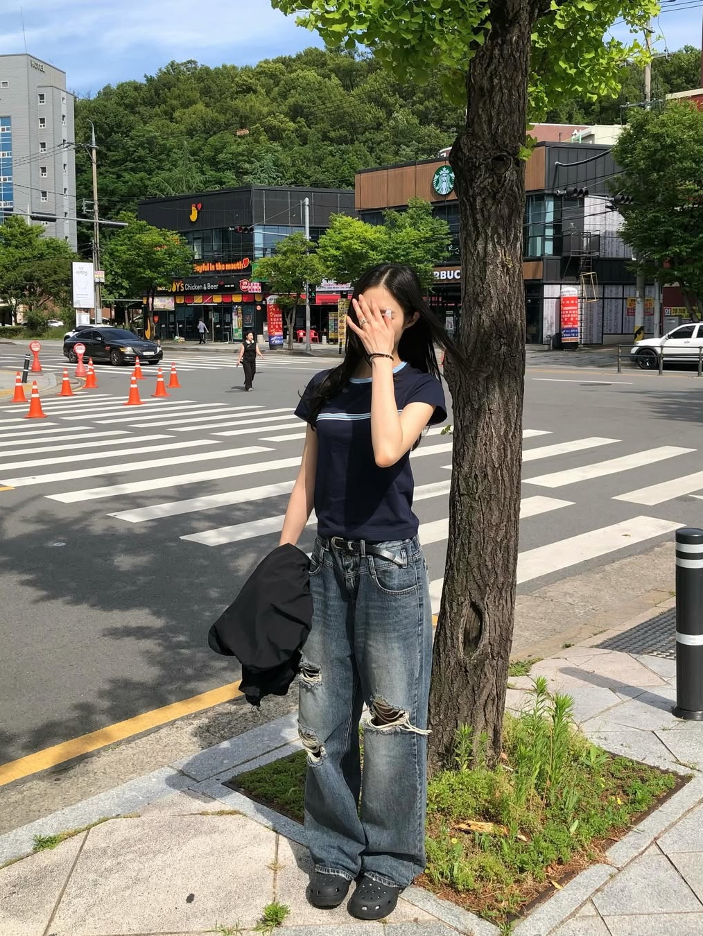 SPORT CHAMBER Women Glide Short-Sleeve T-Shirt Navy 착용 스타일 - 4