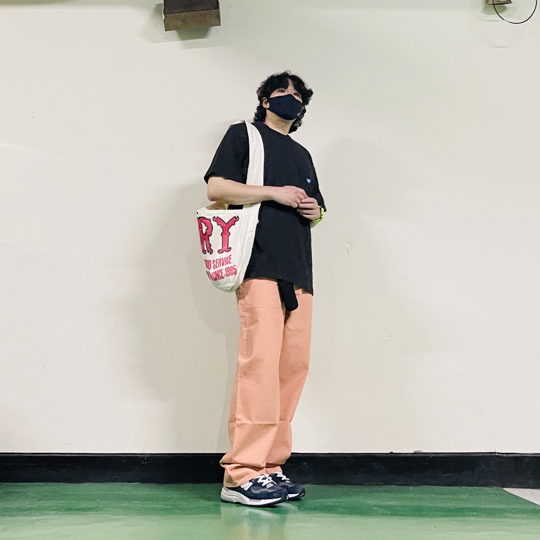 Kapital Cotton Twill Kountry Factory Book Bag Kinari, Supreme Baggy Jean Dusty Peach - 24SS 착용 스타일 - 2