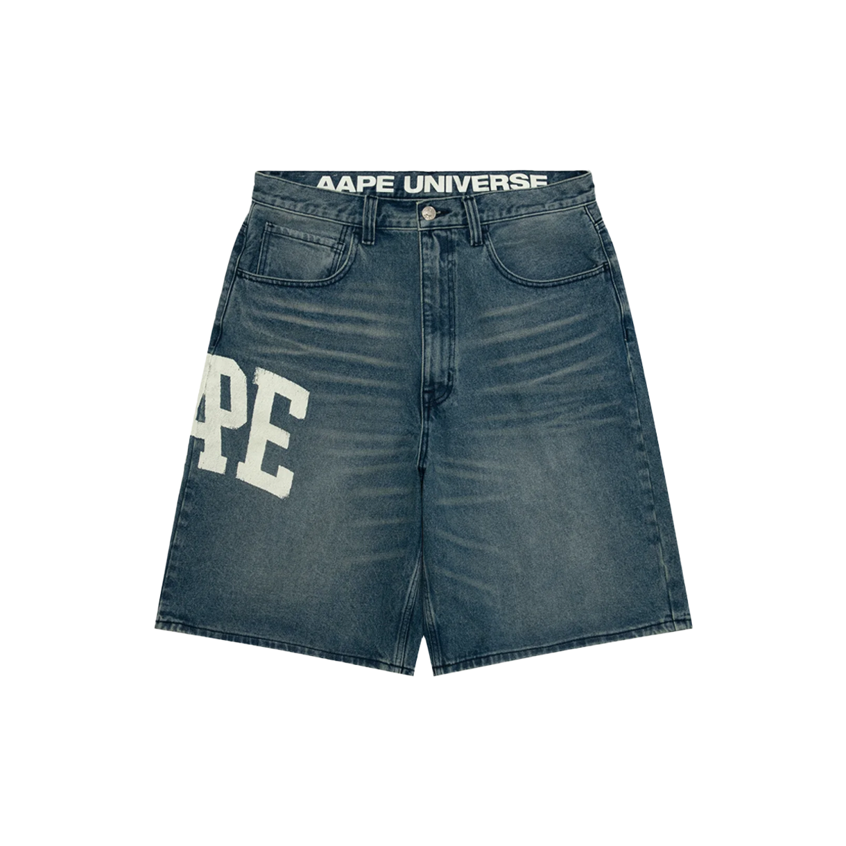 에이프 메인 유니버스 데님 쇼츠 블루 옐로우 - 26SS(AAPE Main Universe Denim Shorts Blue Yellow - 26SS)