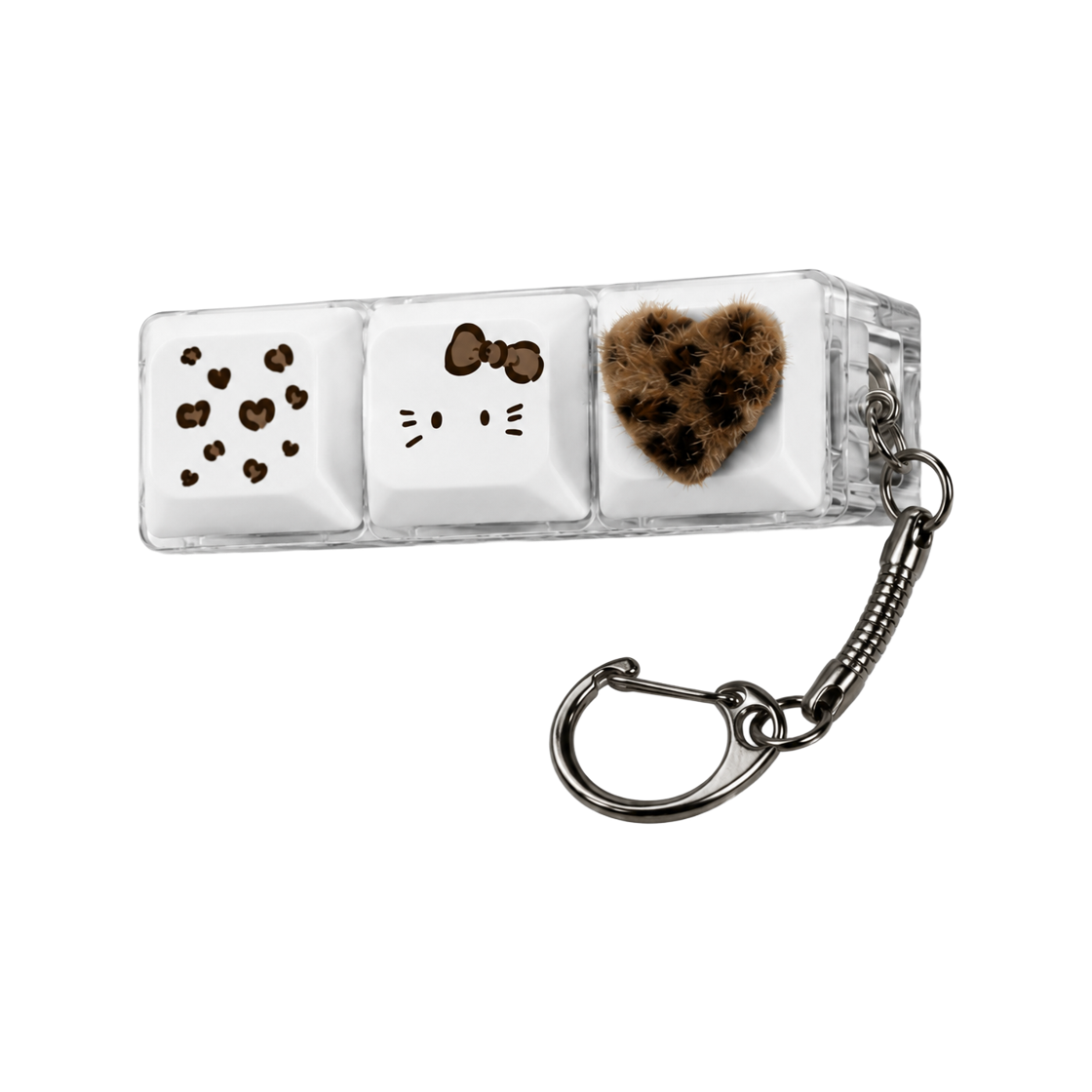 나인틴프라이데이 하트 레오파드 캣 키캡 키링 - (3구)(NINETEENFRIDAY Heart Leopard Cat Keycap Keyring - (3 Button)) - 2