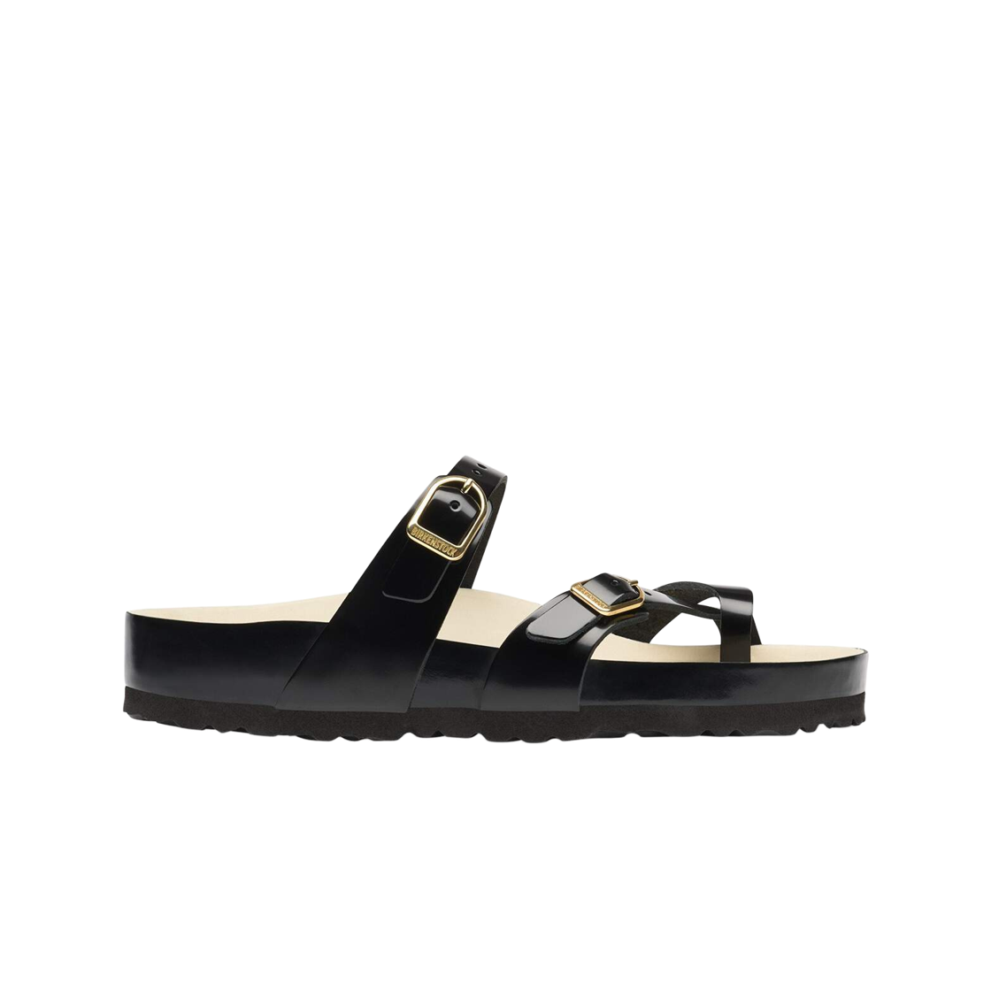 1031898 (W) Birkenstock Mayari High Shine Black Ecru - Regular