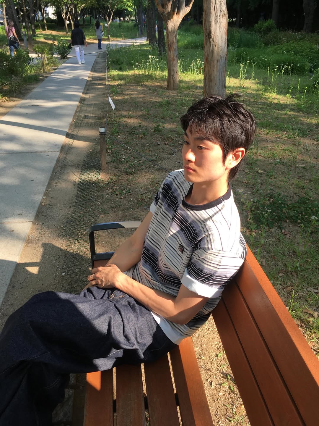 SPORT CHAMBER Glitch T-shirt GRAY 착용 스타일 - 3