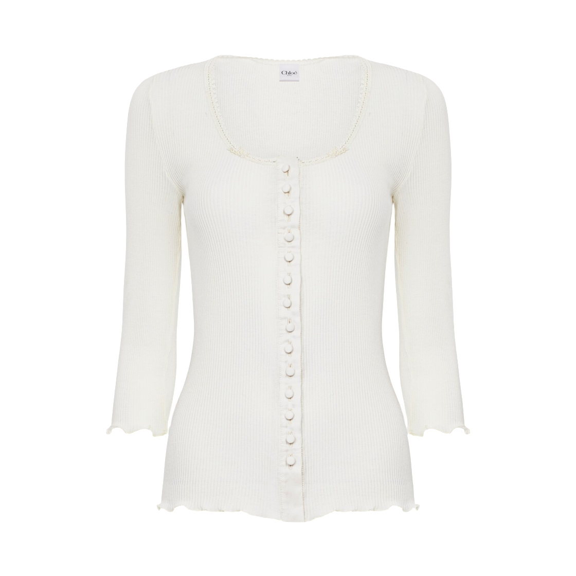 CH26AJH43088107 (W) Chloe Fitted Top in Cotton Silk Jersey Iconic Milk