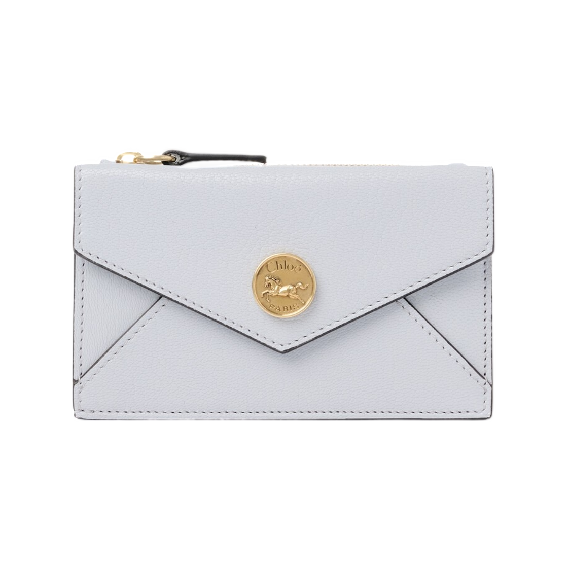 CH25SP538O934A5 Chloe Small Envelope Purse with Card Slots in Grained Leather Greyish Blue
