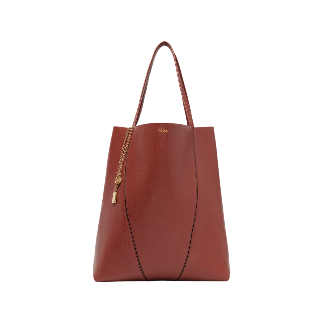 CHC25SS810N8426P Chloe Large Chloe Spin Tote Bag in Grained Leather Blushy Brown
