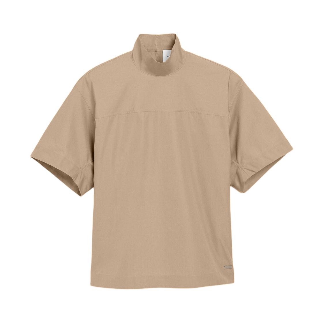 FTP835-CO0063-A036 (W) AMI Beige Cotton Stand Up Collar Buttoned T Top Taupe Beige