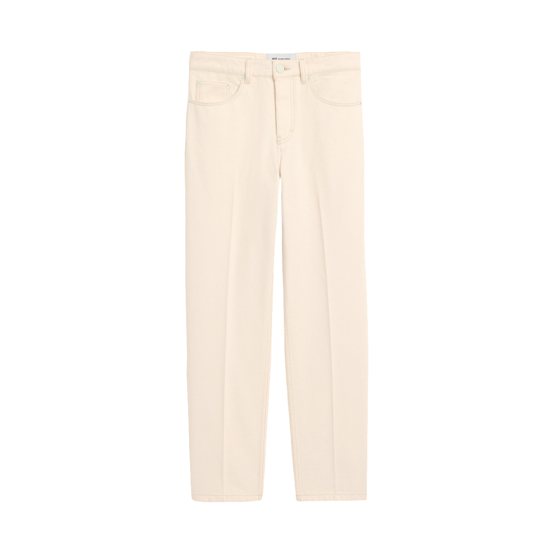 HTR921-DE0134-136 AMI White Parisian Fit Cotton Jeans White Cream
