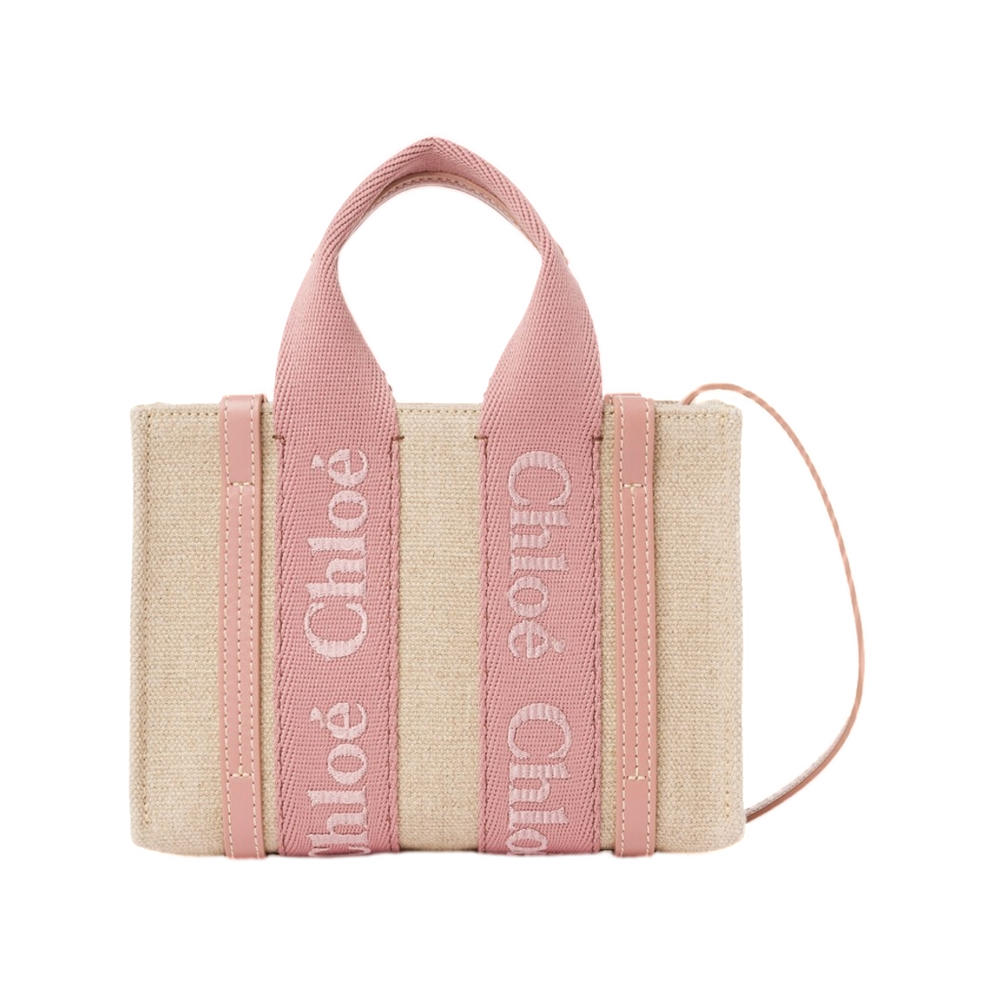 CHC24UP237L1726S Chloe Mini Woody Tote Bag in Linen Nougat