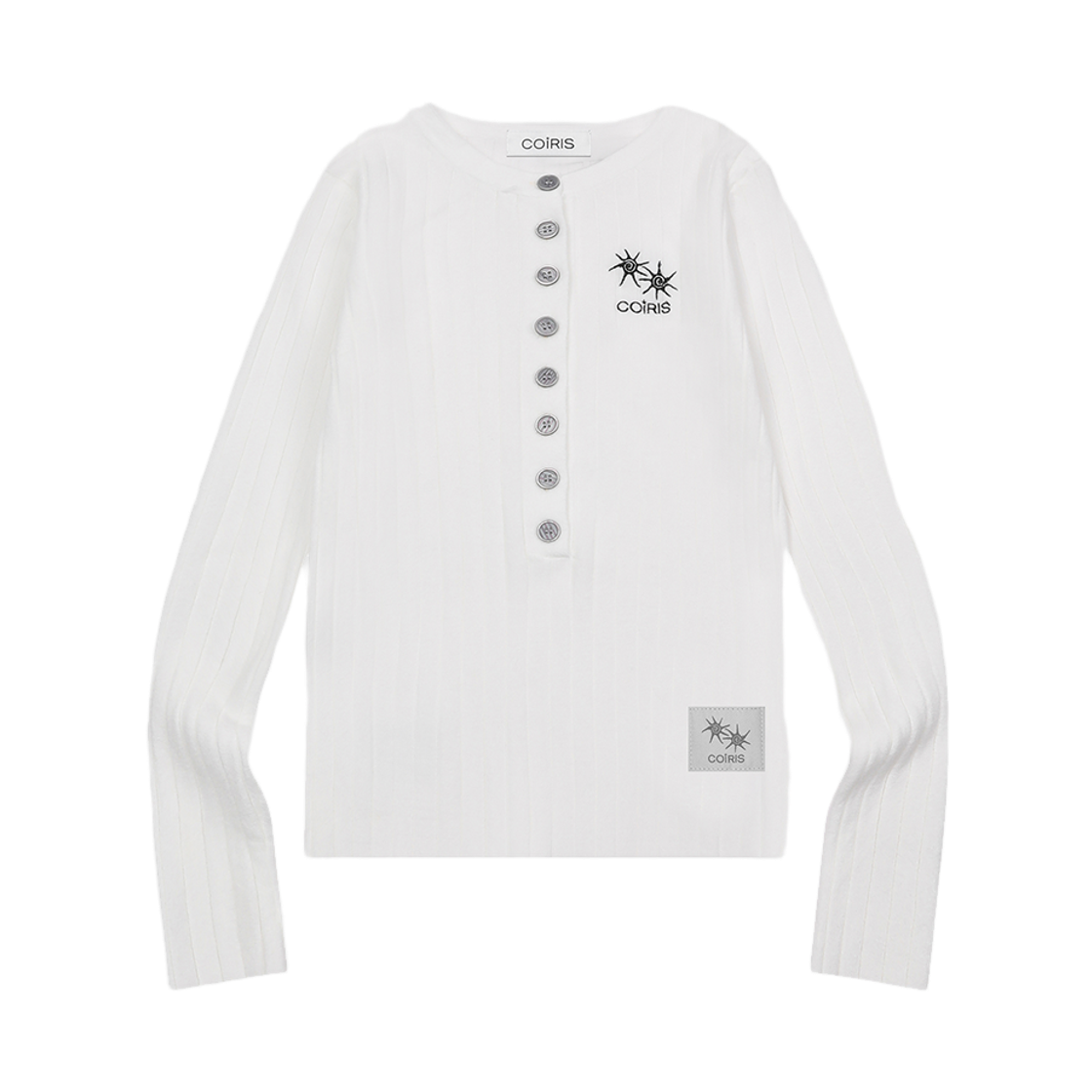 코이리스 틴버 버튼 헨리넥 니트 화이트(Coiris Tinver Button Henry Neck Knit White) - 1