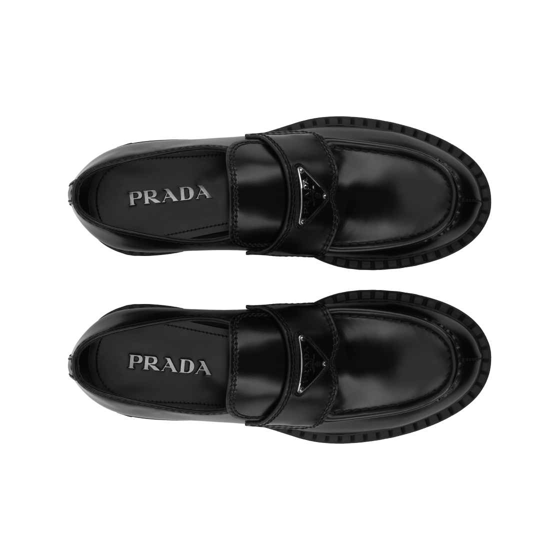 프라다 초콜릿 브러쉬드 레더 로퍼 블랙(Prada Chocolate Brushed Leather Loafers Black) - 5