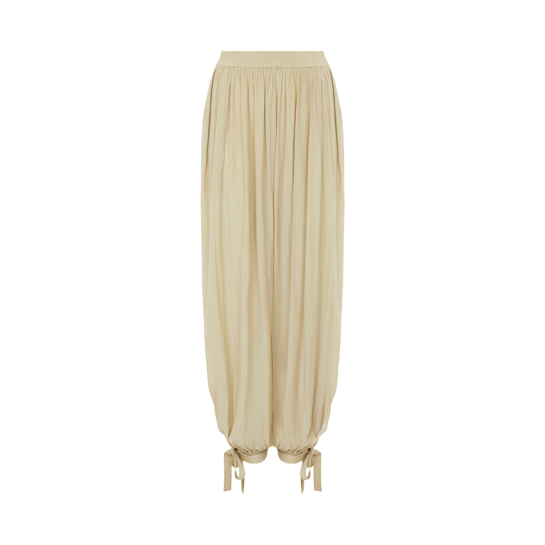 (W) 끌로에 플루이드 플리츠 팬츠 워시드 테크니컬 사틴 헤이 그린((W) Chloe Fluid Pleated Pants in Washed Technical Satin Hay Green)