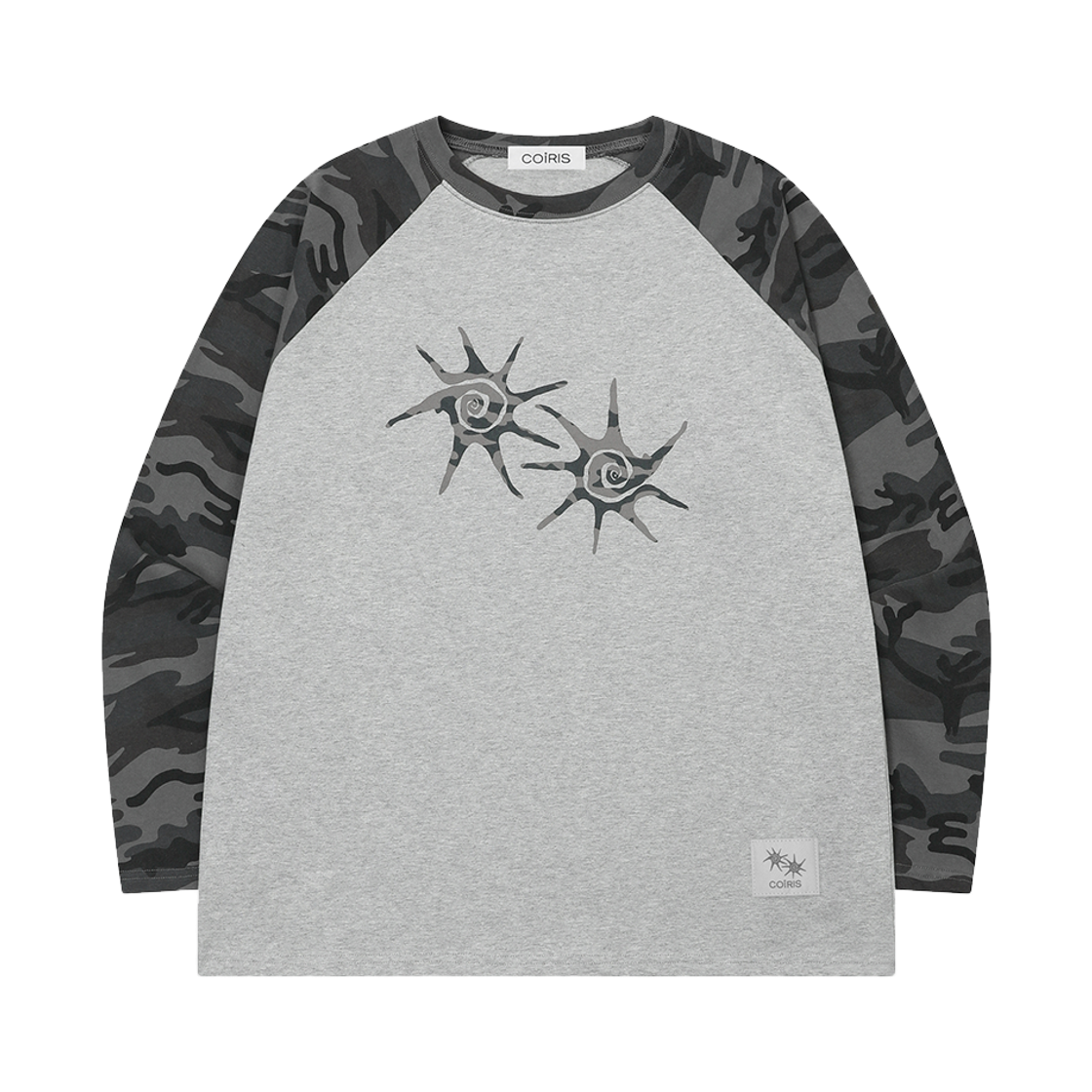 코이리스 페이온 나그랑 카모 배색 긴팔 티 카모-그레이(Coiris Faeon Raglan Camo Long Sleeve T Camo-Gray) - 1