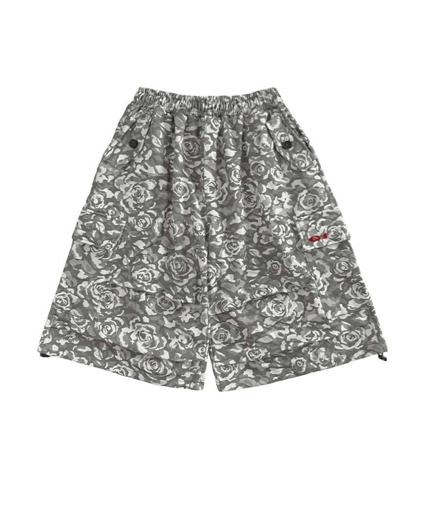 E261SBT001RR Escapefrom Flower Camo All-Over Print Bermuda Sweatpants Gray