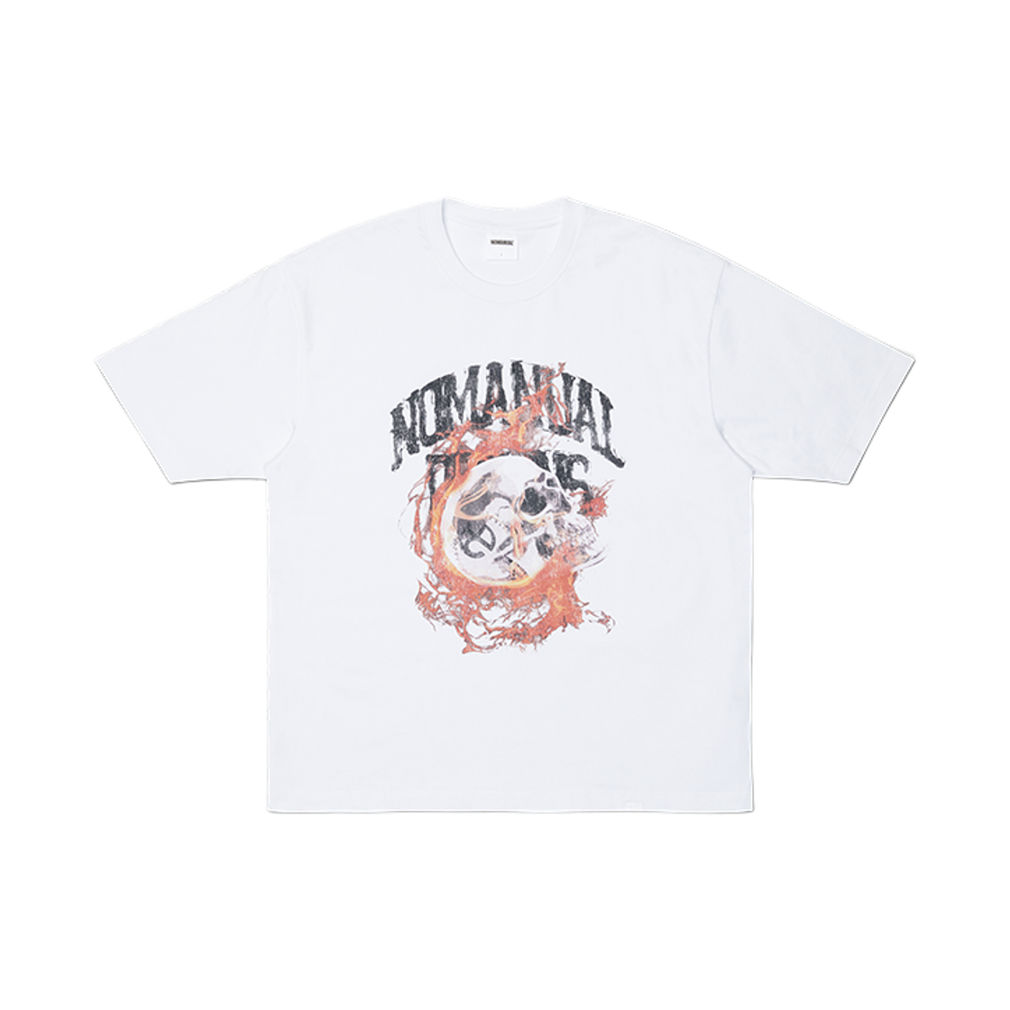 NMSS62TS08WHT NOMANUAL Blazing Skull T-shirt White