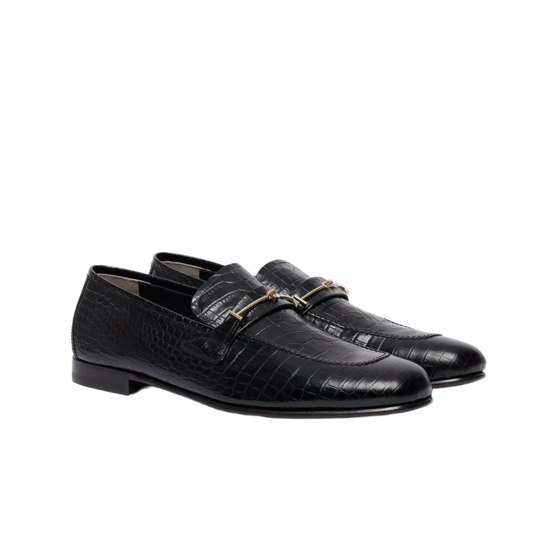 톰포드 소프트 프린티드 엘리게이터 더블 T 하드웨어 지지 로퍼 블랙(Tom Ford Soft Printed Alligator Double T Hardware Gigi Loafer Black) - 2