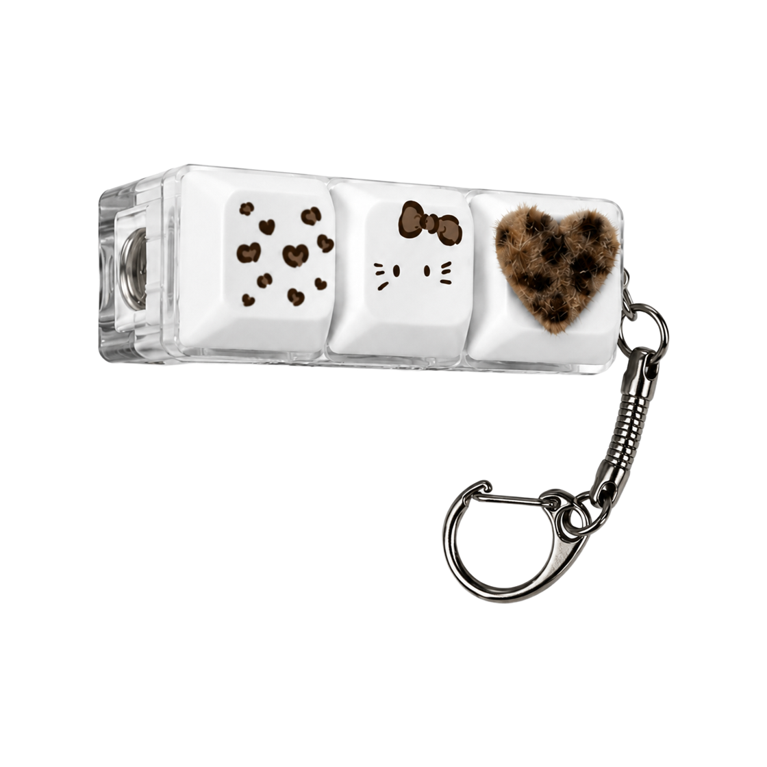 나인틴프라이데이 하트 레오파드 캣 키캡 키링 - (3구)(NINETEENFRIDAY Heart Leopard Cat Keycap Keyring - (3 Button)) - 3