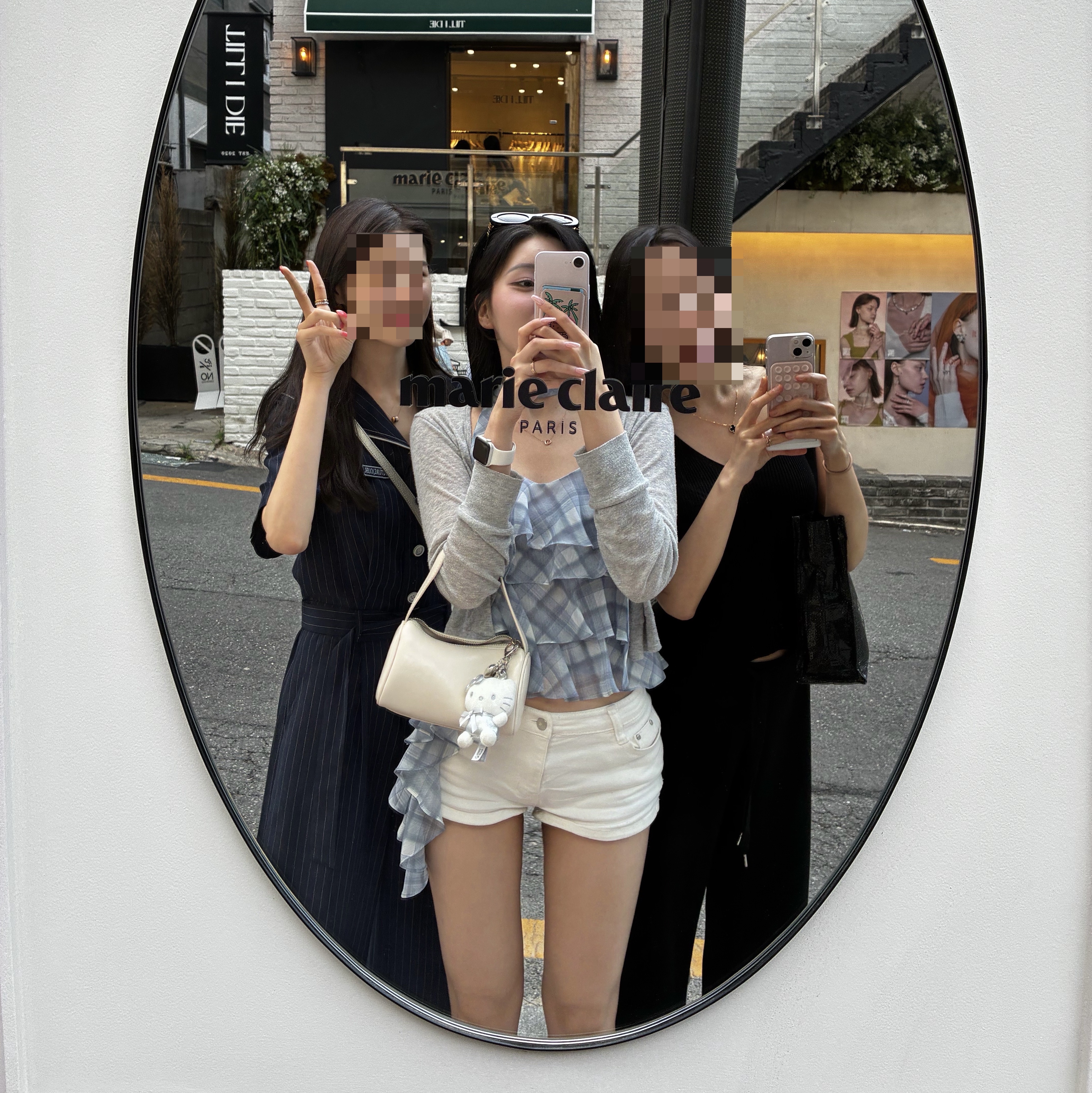 (W) Miu Miu Glimpse Sunglasses Slate Grey Lenses Black Acetate 착용 스타일