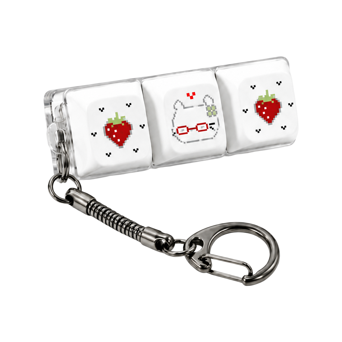 나인틴프라이데이 안경도트냥 키캡 키링 - (3구)(NINETEENFRIDAY Glasses Dot Cat Keycap Keyring - (3 Button)) - 3