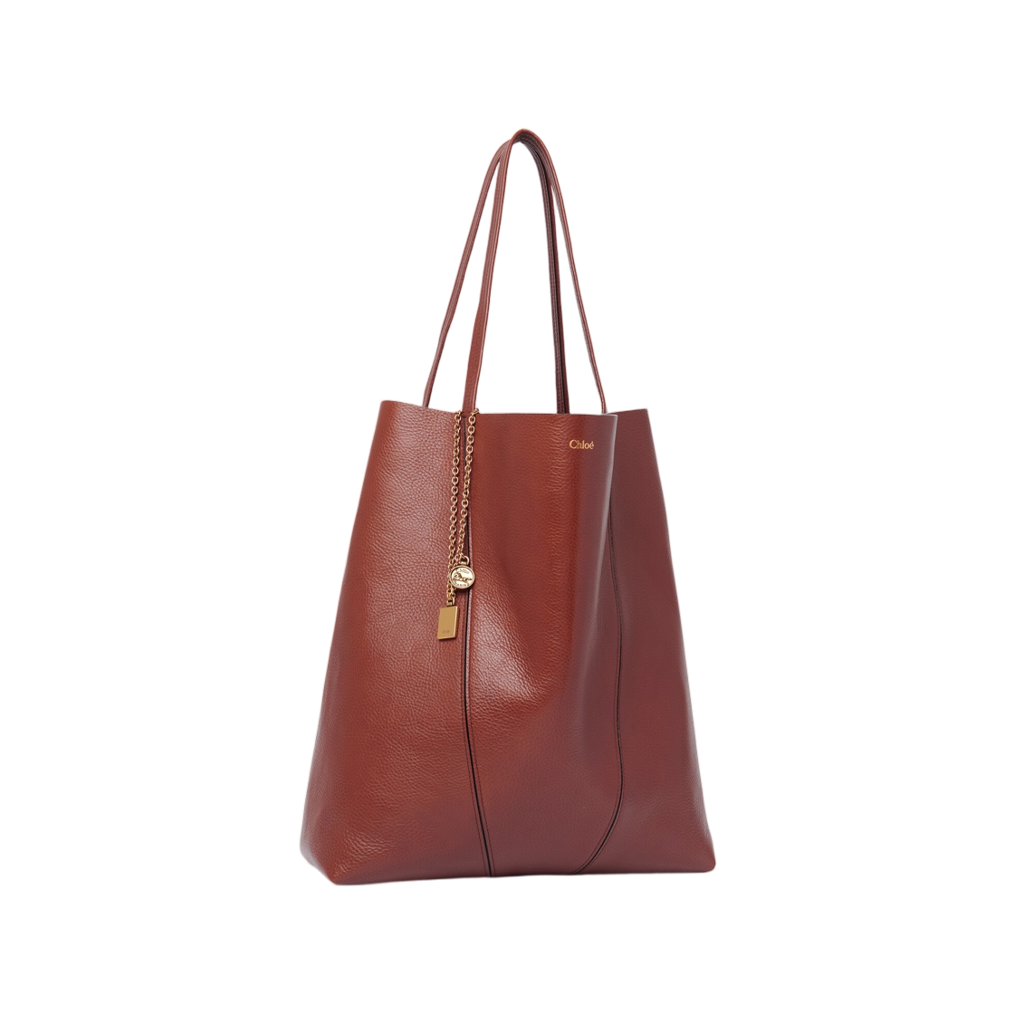 끌로에 라지 끌로에 스핀 토트백 그레인드 레더 블러쉬 브라운(Chloe Large Chloe Spin Tote Bag in Grained Leather Blushy Brown) - 2