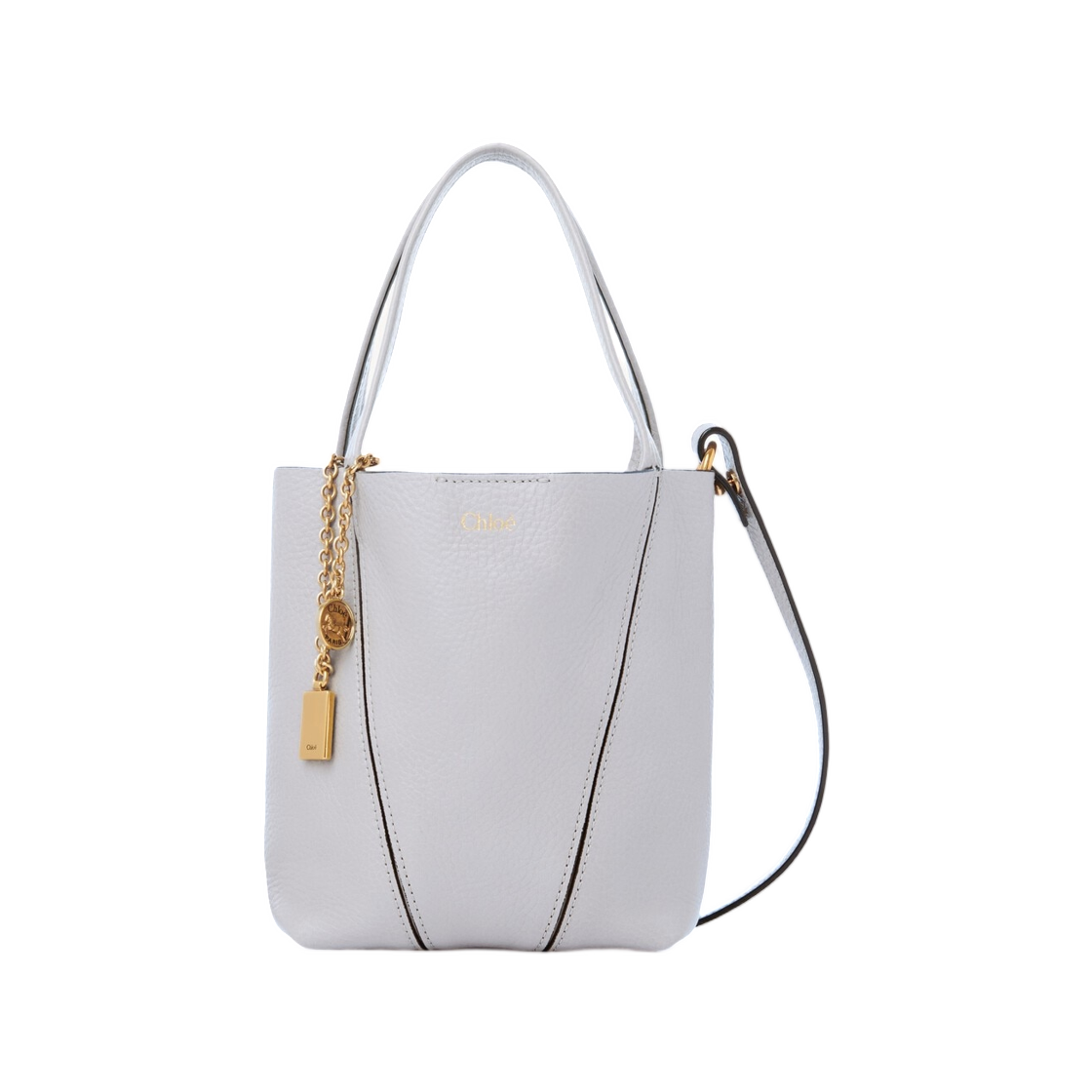 끌로에 스몰 끌로에 스핀 토트백 그레인드 레더 그레이시 블루(Chloe Small Chloe Spin Tote Bag in Grained Leather Greyish Blue) - 1