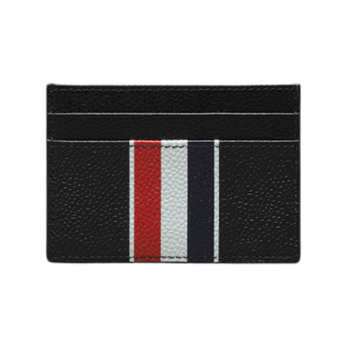 톰브라운 페블 그레인 RWB 스트라이프 더블 카드 홀더 블랙(Thom Browne Pebble Grain RWB Stripe Double Card Holder Black) - 2