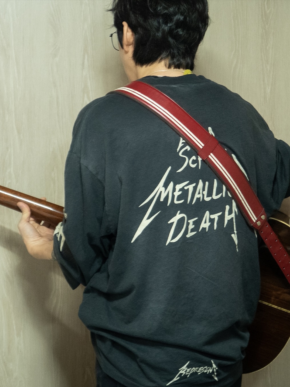 Represent x Metallica Garage Inc LS T-Shirt Stained Black - 25SS 착용 스타일 - 2