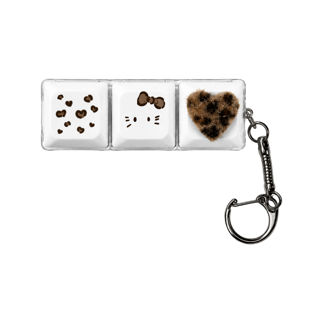 나인틴프라이데이 하트 레오파드 캣 키캡 키링 - (3구)(NINETEENFRIDAY Heart Leopard Cat Keycap Keyring - (3 Button))