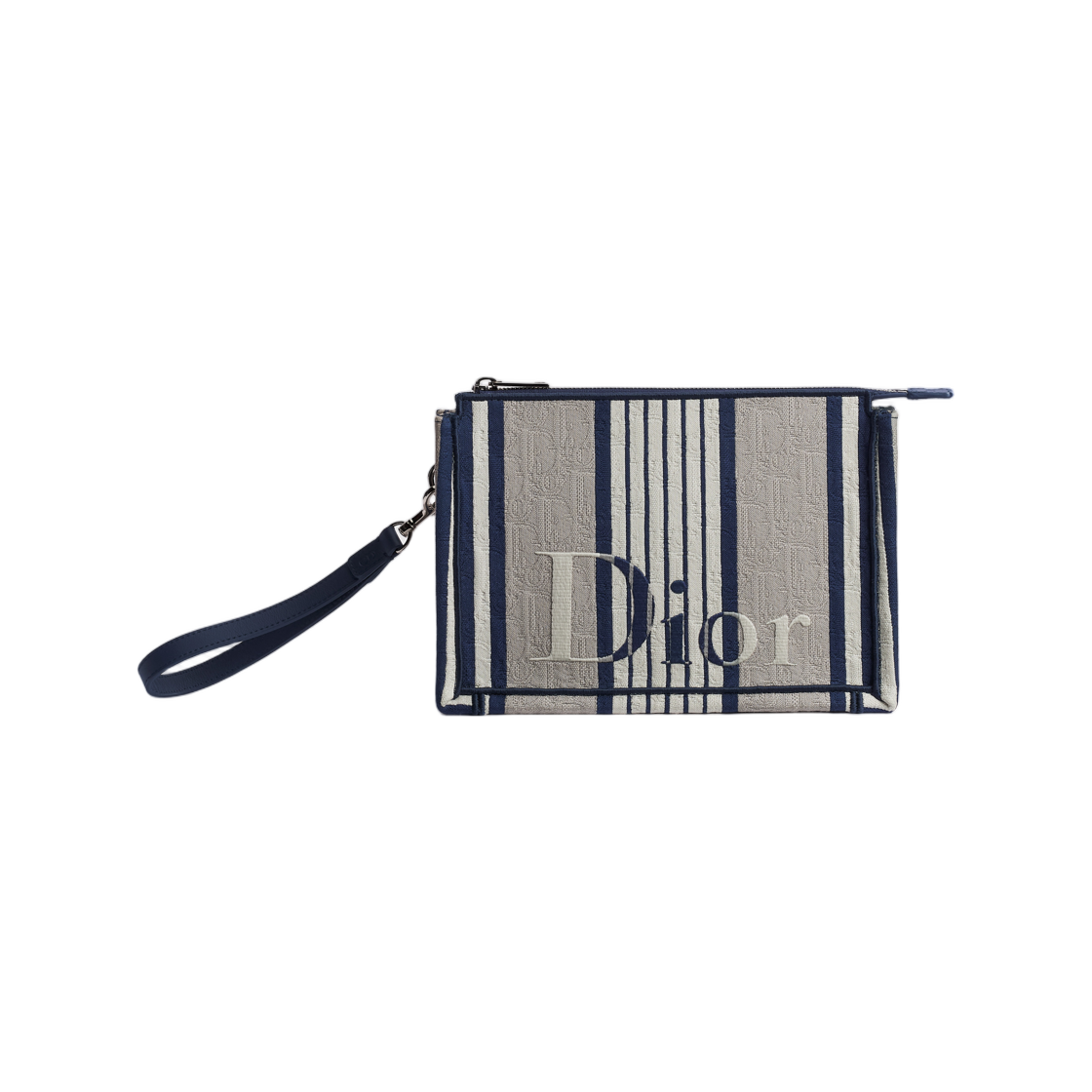 2DBCA629TSS-H014 Dior Dioriviera A5 Triangle Pouch Dior Oblique Sun Stripe Jacquard Grey Blue