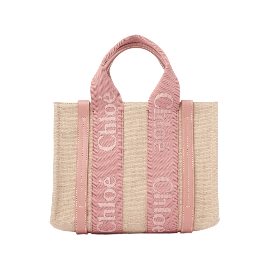 끌로에 스몰 우디 토트백 리넨 누가(Chloe Small Woody Tote Bag in Linen Nougat) - 2